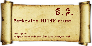 Berkovits Hiláriusz névjegykártya